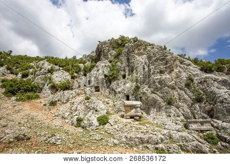Travel Concept Photo. Uzuncaburc Historical Ancient City Mersin / Turkey