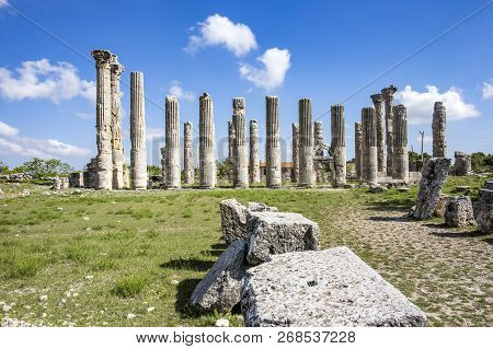 Travel Concept Photo. Uzuncaburc Historical Ancient City Mersin / Turkey