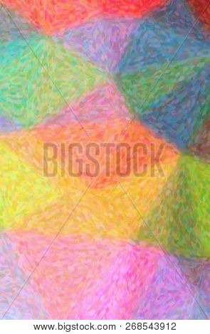 Illustration Of Abstract Orange, Blue And Yellow Impressionist Pointlilism Vertical Background