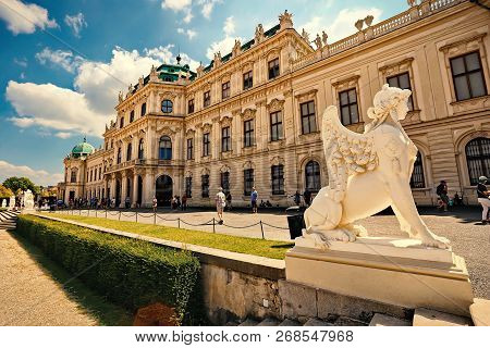 Vienna, Austria, July 2018.  Statue In Front Of Upper Belvedere Palace In Vienna City, Capital Of Au