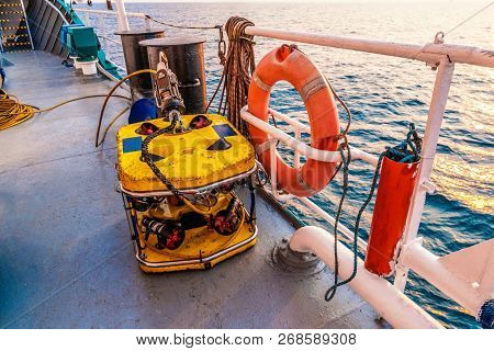 Remote Operated Vehicle Mini Rov On Deck Of Offshore Vessel