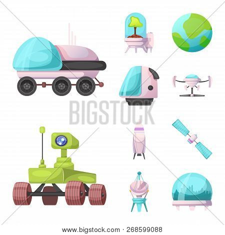 Isolated Object Of Mars And Space Symbol. Collection Of Mars And Planet Vector Icon For Stock.