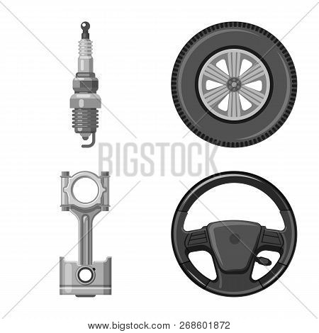Isolated Object Of Auto And Part Symbol. Set Of Auto And Car Vector Icon For Stock.