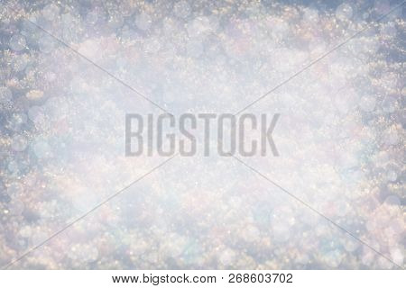 Shiny Snow Abstract Bokeh Blurred Background. Nast Texture. Winter Merry Christmas Background With C