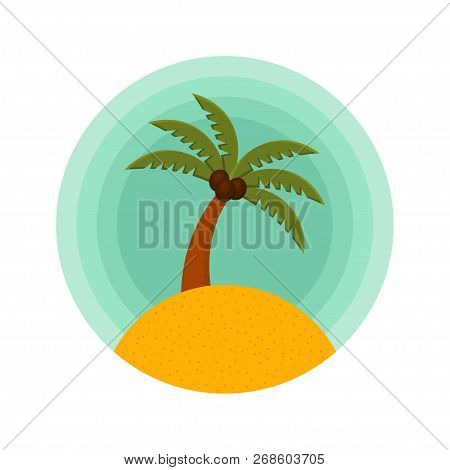 Palm Trees Color Vector Rounded Icon Of A Palm Tree On The Island.