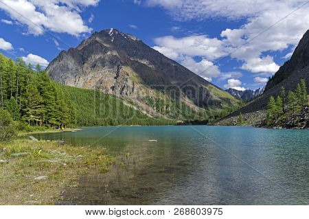 The Large (lower) Shavlinsky Lake. Altai Mountains, Siberia, Russia. August.