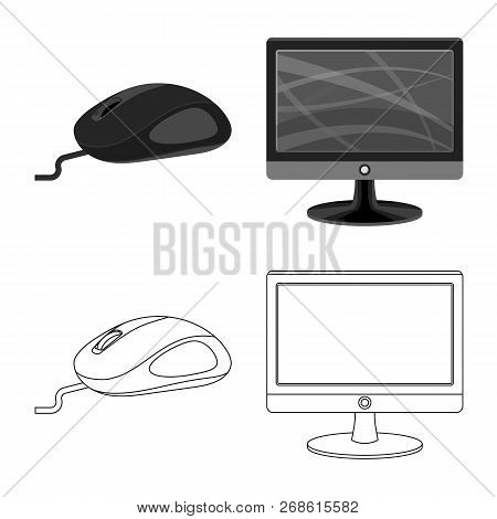 Vector Design Of Laptop And Device Icon. Collection Of Laptop And Server Stock Vector Illustration.