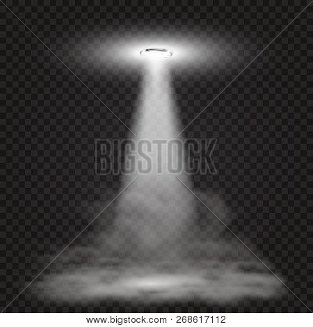 White Directed Beam Of Light Falling On Smoke Or Steam.