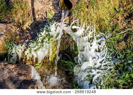 Beautiful Icy Spring In Sunny Day Outdoor
