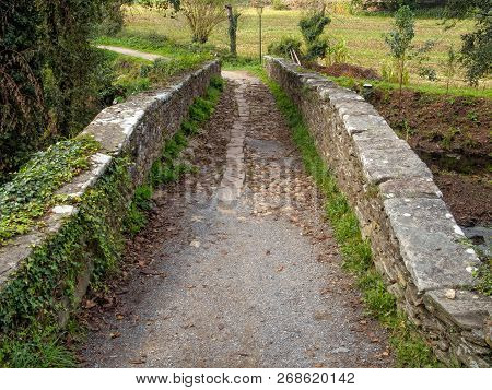 An Old Stone Bridge (called Ponte Aspera) - Sarria, Galicia, Spain