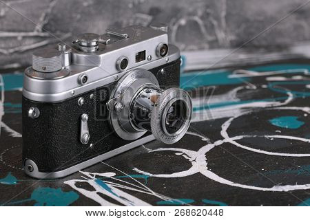 Moscow, Russia, April 18, 2017. The Old Soviet Rangefinder Camera Zorki-2c, Released1957.