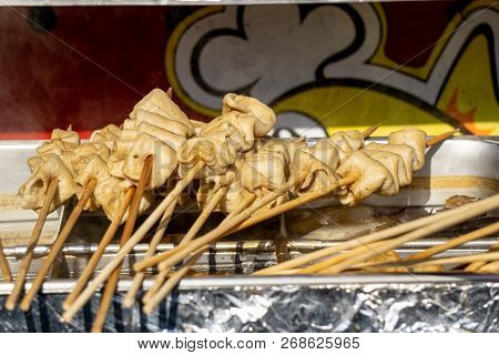 Odeng, A Hot , Easy-to-eat Fishcakes On A Skewer. It's Very Famous South Korea Strret Food Especiall