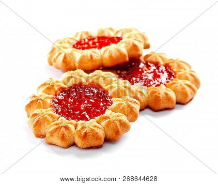 Jam Cookies Kurabe Group Close-up On White Background