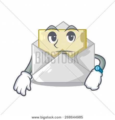 Waiting Envelope Opened On Shape White Mascot