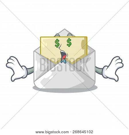 Money Eye Envelope Opened On Shape White Mascot