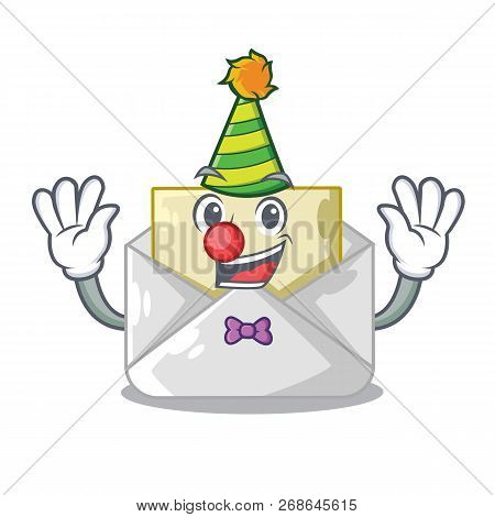 Clown Envelope Opened On Shape White Mascot