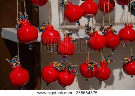 Sale Grenades Of Ceramic Souvenir. Traditional Market Turkey
