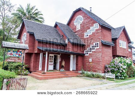 Frutillar, Chile - March 1, 2015: Wooden House In Frutillar Village.