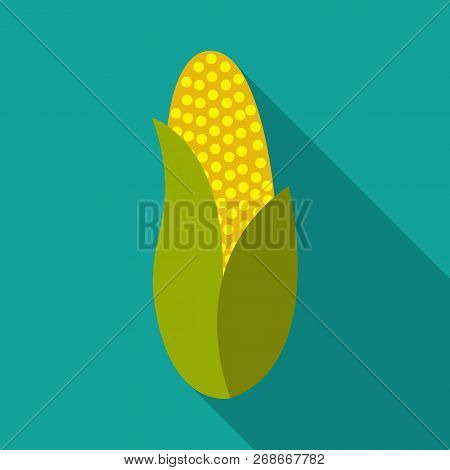 Corn Icon On Blue Background.
