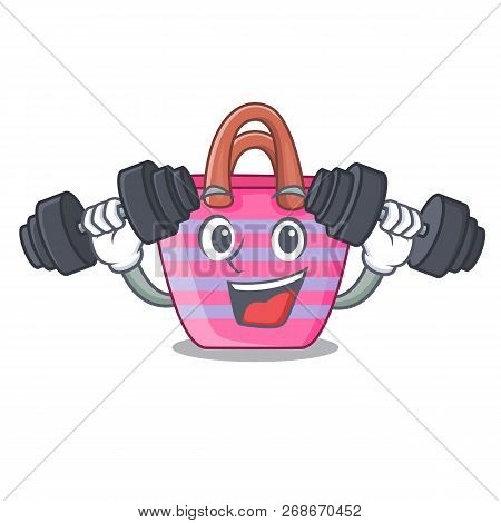 Fitness Cartoon On Red Shaped Beach Bag