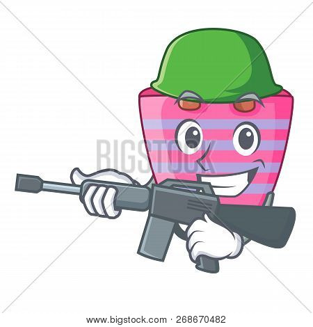 Army Cartoon On Red Shaped Beach Bag