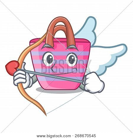 Cupid Cartoon On Red Shaped Beach Bag