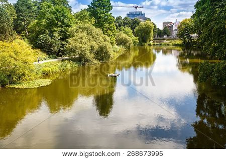Hamburg, Germany - August 16, 2016 - View Of The Planten Un Blomen Park, The Popular Relaxing And Sp
