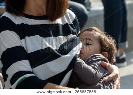 Mother Breastfeeding Her Baby On The 9Th Nationwide Public Breastfeeding In Celebration Of World Bre