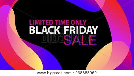 Neon Lights Blue, Lilac, Ultraviolet, Pink Gradients Sale Sticker. Minimalistic Abstract Liquid Flui
