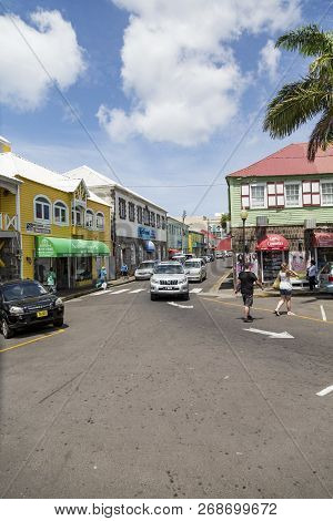 Basseterre, Saint Kitts - May 18, 2015: Port Zante Is The Harbor In Basseterre, Saint Kitts, Which H
