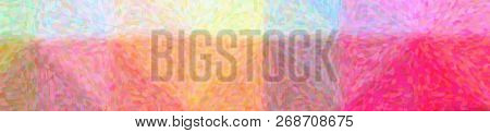 Illustration Of Abstract Red, Orange And Blue Impressionist Pointlilism Banner Background