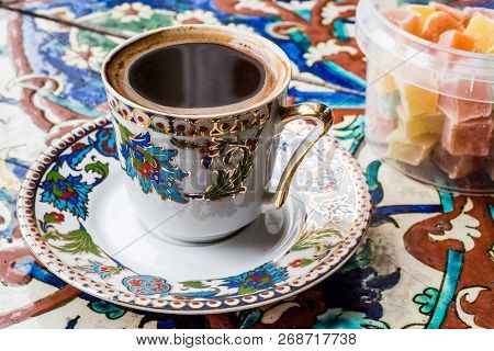 Turkish Coffee With Turkish Delight Kus Lokumu
