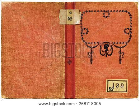 Old Open Book Cover - Canvas - Circa 1912 - Art Nouveau - Isolated On White
