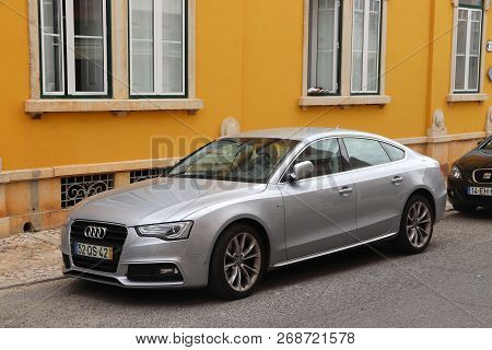 Faro, Portugal - May 30, 2018: Audi A5 Sportback Sedan Car Parked In Faro. Portugal Has 470 Vehicles