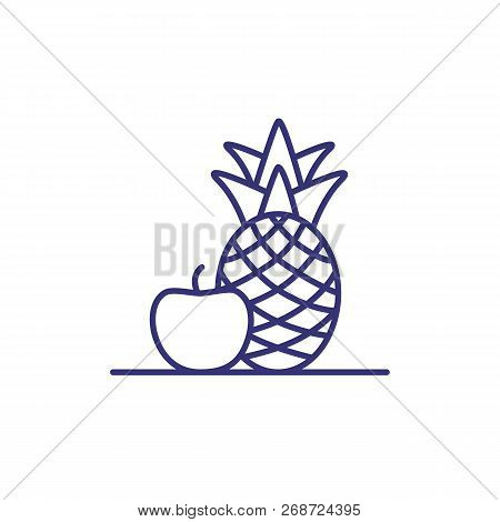 Fruits Line Icon. Pineapple, Apple, Dessert. Healthy Eating Concept. Vector Illustration Can Be Used
