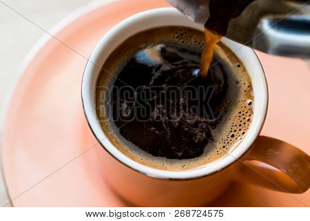 Pouring Turkish Coffee Close Up View