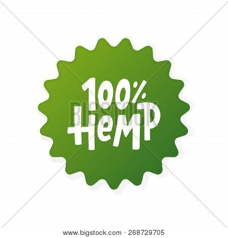 Hemp Text Label. Cannabis Word. Hand Drawn Lettering Mariguana Design Element