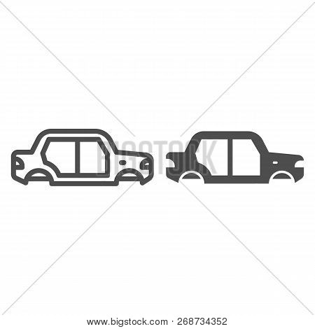 Car Body Line And Glyph Icon. Car Body Vector Illustration Isolated On White. Auto Body Outline Styl