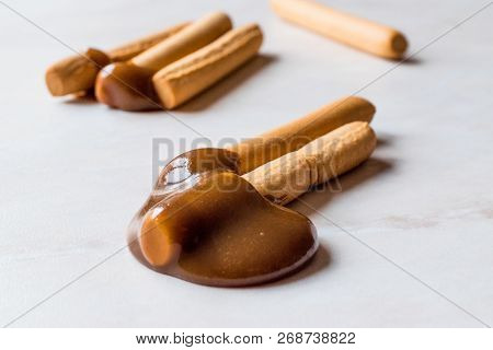 Turkish Tahin Pekmez / Tahini And Molasses With Salty Pretzel Stick Crackers