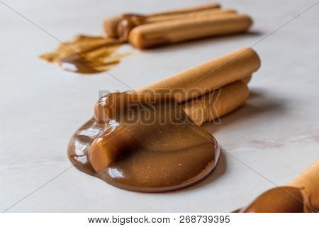 Turkish Tahin Pekmez / Tahini And Molasses With Salty Pretzel Stick Crackers