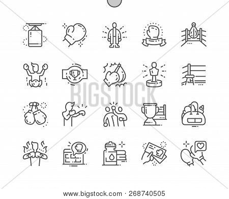 Boxing Well-crafted Pixel Perfect Vector Thin Line Icons 30 2x Grid For Web Graphics And Apps. Simpl