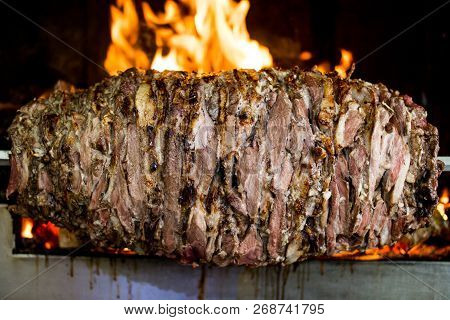 Turkish Cag Kebab Doner In Wood Fired Oven.
