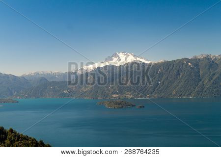Lago Todos Los Santos Lake Of All The Saints With Monte Tronador Volcano In Background, Chile