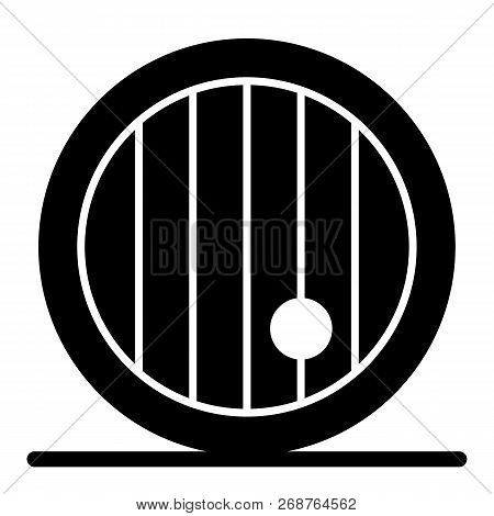 Wooden Beer Barrel Solid Icon. Cask Of Beer Vector Illustration Isolated On White. Frontal Beer Bare