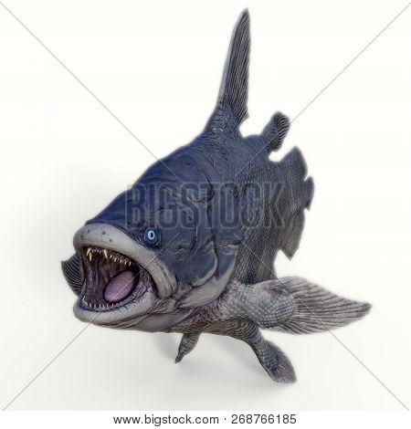 Mawsonia Fish On White 3d Illustration - Mawsonia Was A Extinct Coelacanth Lobe-finned Fish That Pro