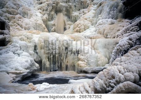 Frozen Waterfall Dolanfossen. Norway