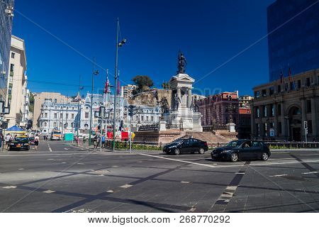 Valparaiso, Chile - March 29, 2015: Plaza Sotomayor Square In Valparaiso Chile