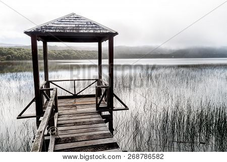 Wooden Pier On Cucao Lake In Chiloe National Park, Chile