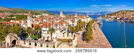 Town Of Trogir Waterfront And Landmarks Panoramic View, Unesco World Heritage Site In Dalmatia Regio