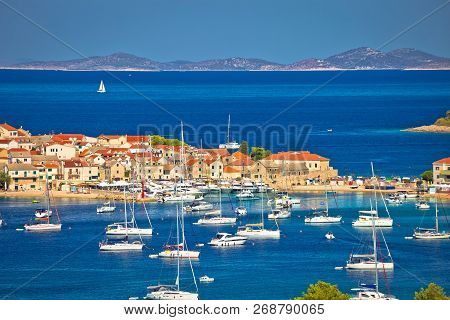 Adriatic Tourist Destination Of Primosten Aerial Archipelago View, Dalmatia, Croatia